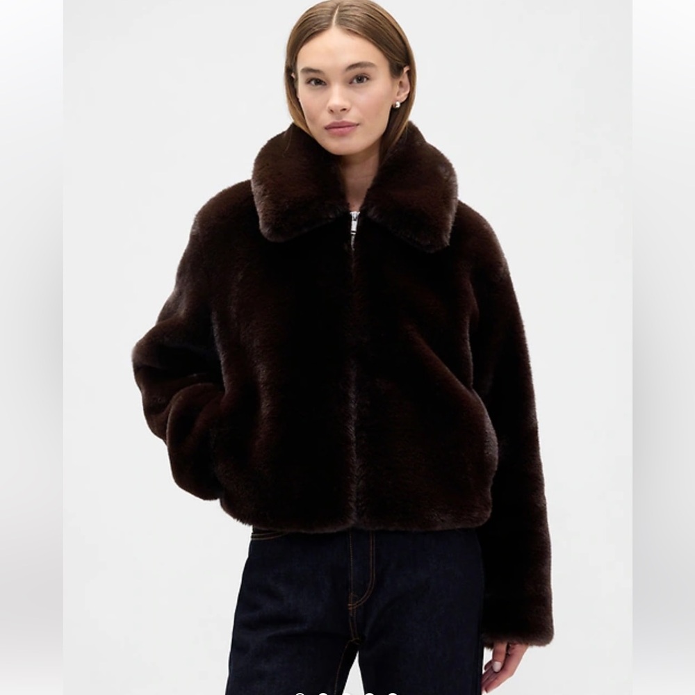 Gap Cozy Faux Fur Jacket with Dropped Shoulders